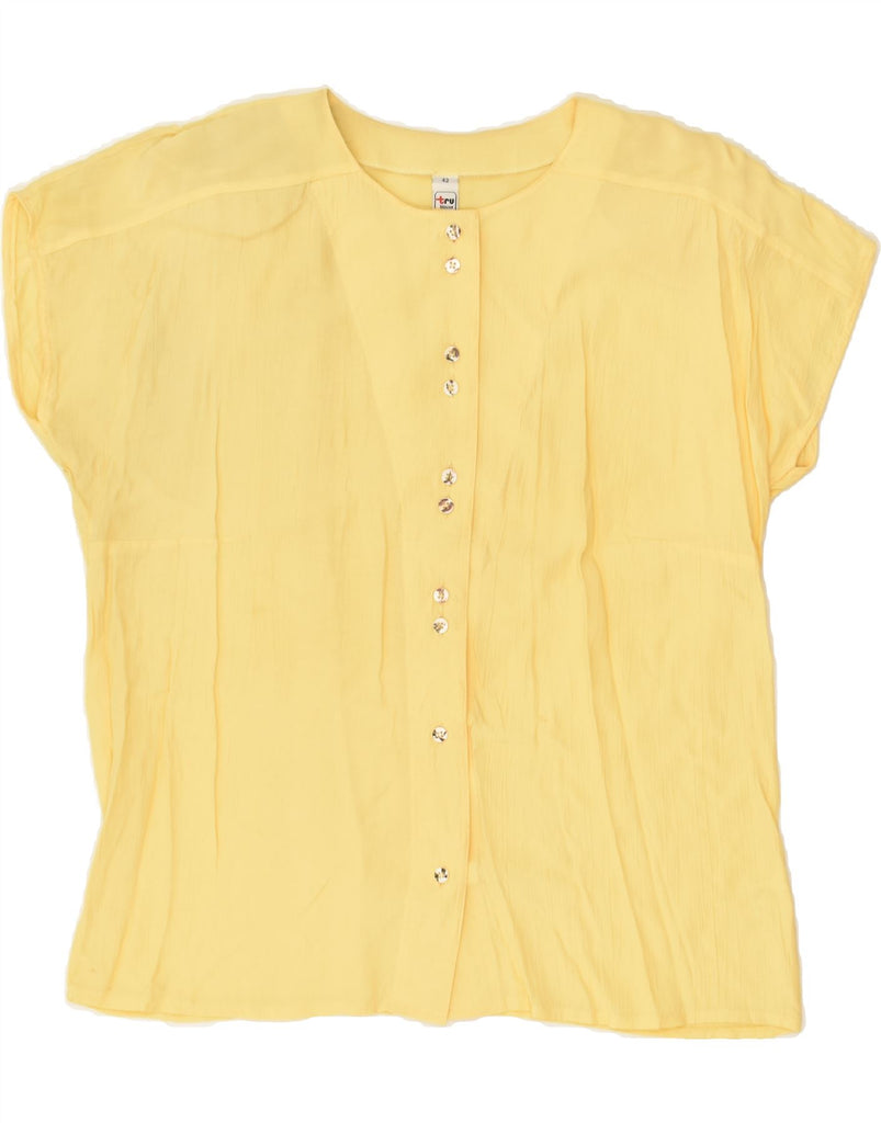 TRU Womens Short Sleeve Shirt Blouse IT 42 Medium Yellow | Vintage Tru | Thrift | Second-Hand Tru | Used Clothing | Messina Hembry 