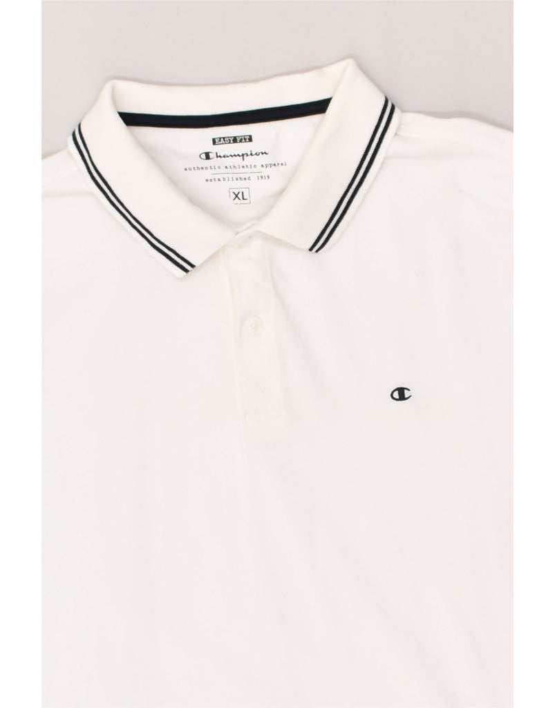 CHAMPION Mens Easy Fit Polo Shirt XL White Cotton | Vintage Champion | Thrift | Second-Hand Champion | Used Clothing | Messina Hembry 