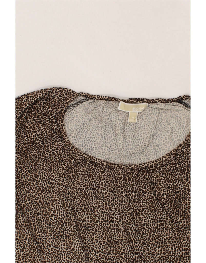 MICHAEL KORS Womens Long Sleeve Blouse Top UK 14 Medium Brown Animal Print Vintage Michael Kors and Second-Hand Michael Kors from Messina Hembry 