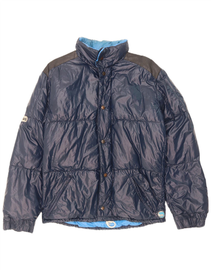 Samas Mens Hooded Padded Jacket UK 40 Large Navy Blue Colourblock Polyamide