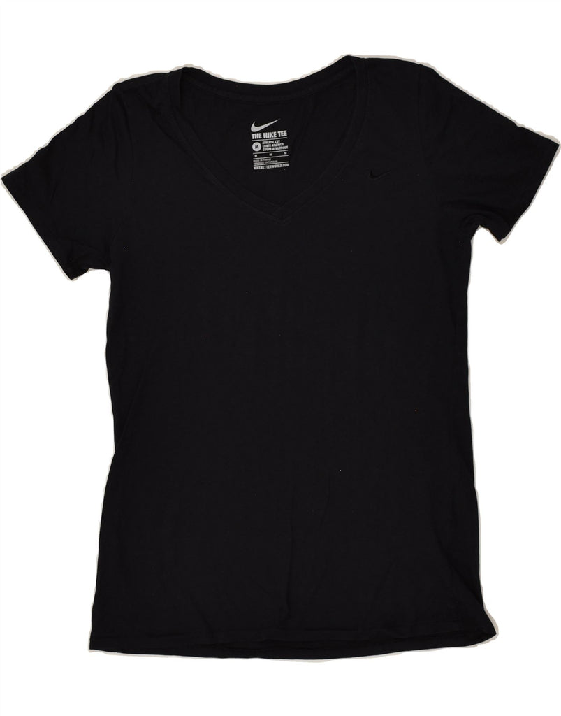 NIKE Womens Athletic Cut T-Shirt Top UK 14 Medium Black Cotton | Vintage Nike | Thrift | Second-Hand Nike | Used Clothing | Messina Hembry 