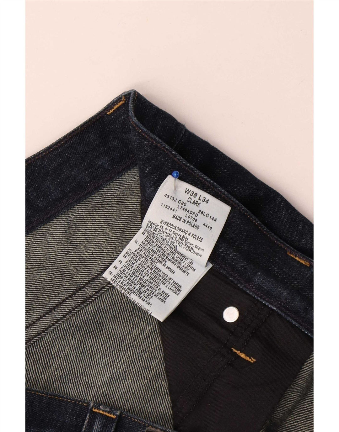 Wrangler Mens Clark Straight Jeans W38 L29 Navy Blue Cotton