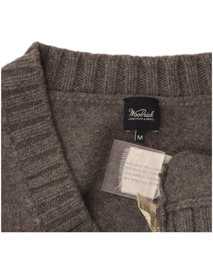 Woolrich Womens V-Neck Jumper Sweater UK 12 Medium Grey Wool