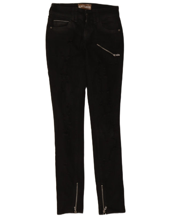 Galliano Womens Cargo Skinny Jeans W25 L34 Black Cotton