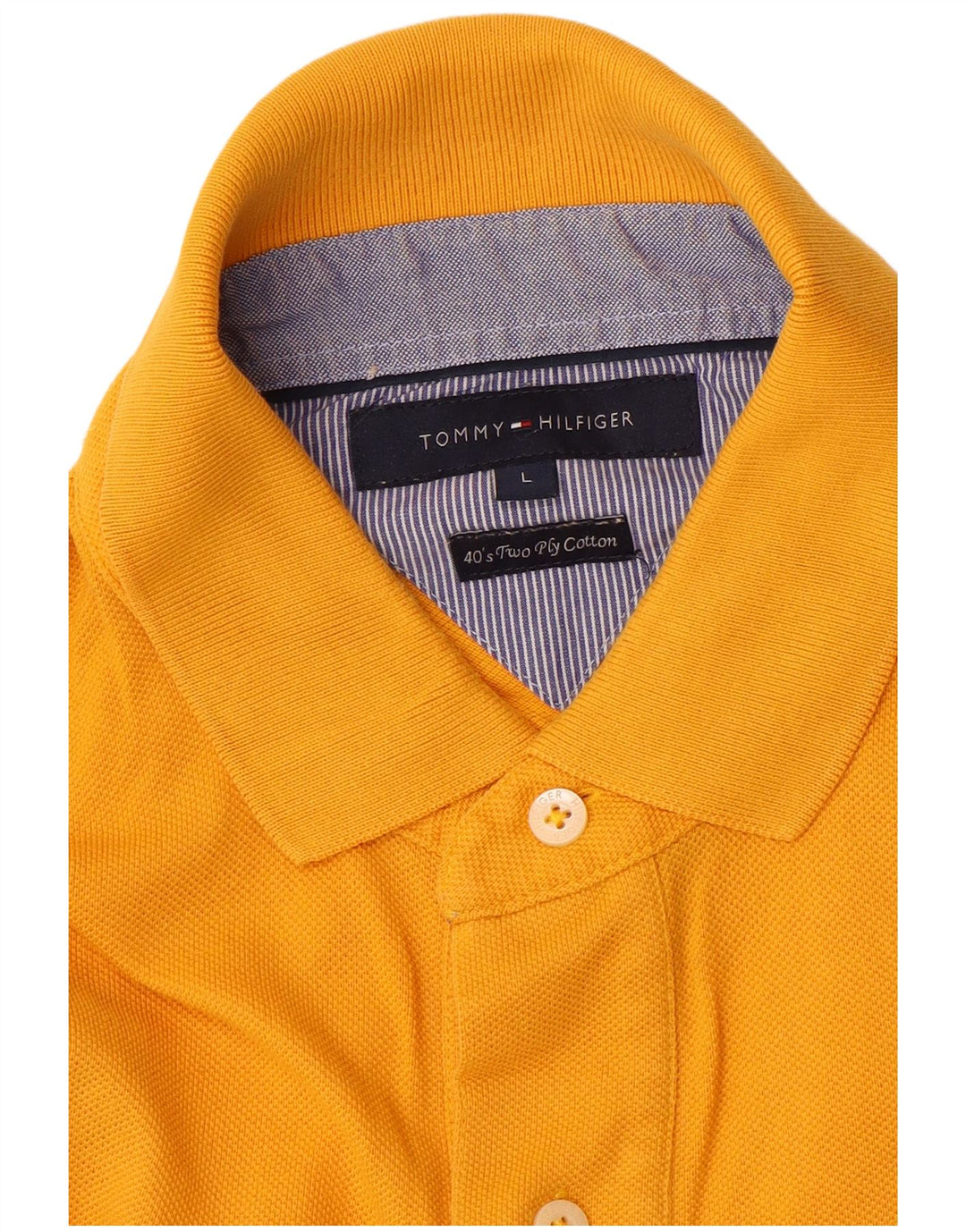 Tommy Hilfiger Mens Polo Shirt Large Yellow Cotton