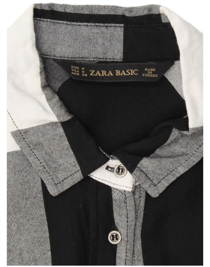 Zara Womens Shirt UK 12 Medium Black Gingham