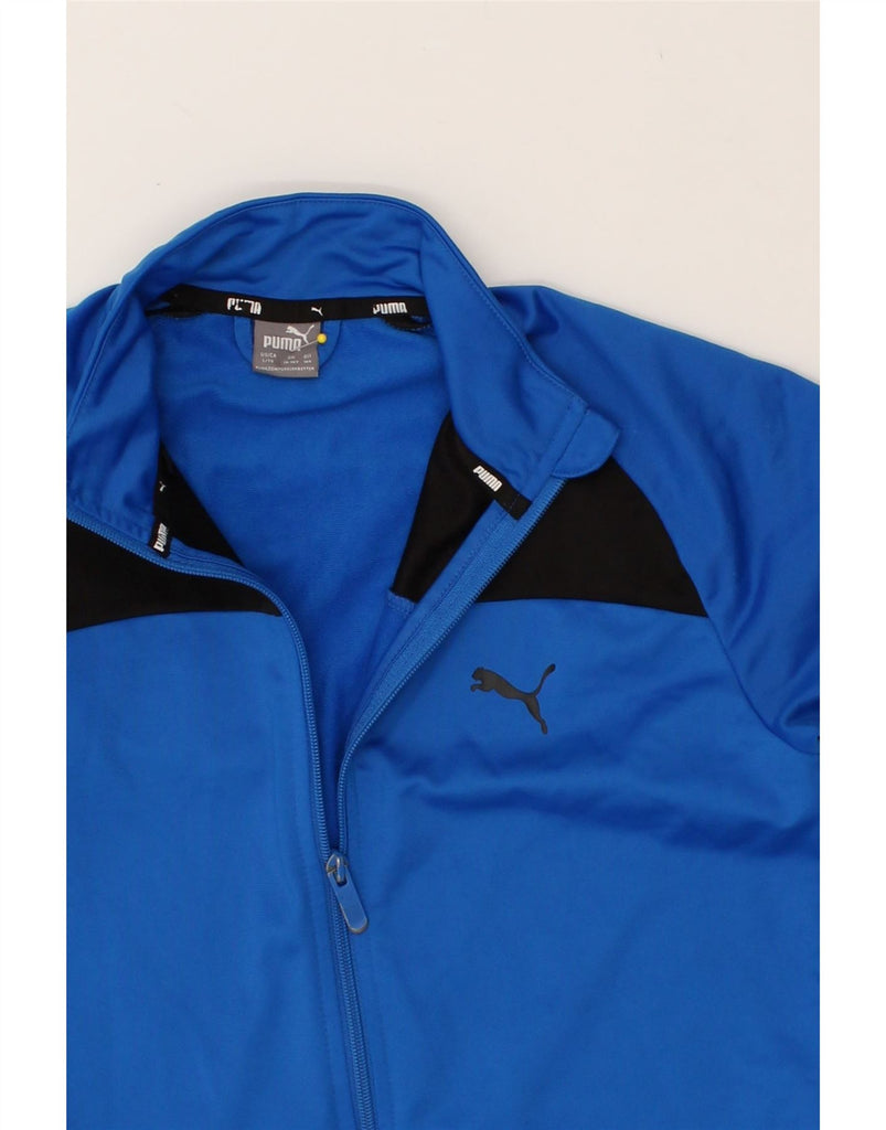 PUMA Boys Graphic Tracksuit Top Jacket 13-14 Years Blue Colourblock | Vintage Puma | Thrift | Second-Hand Puma | Used Clothing | Messina Hembry 