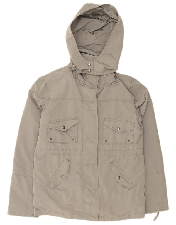 Calvin Klein Jeans Womens Hooded Utility Jacket UK 14 Medium Grey