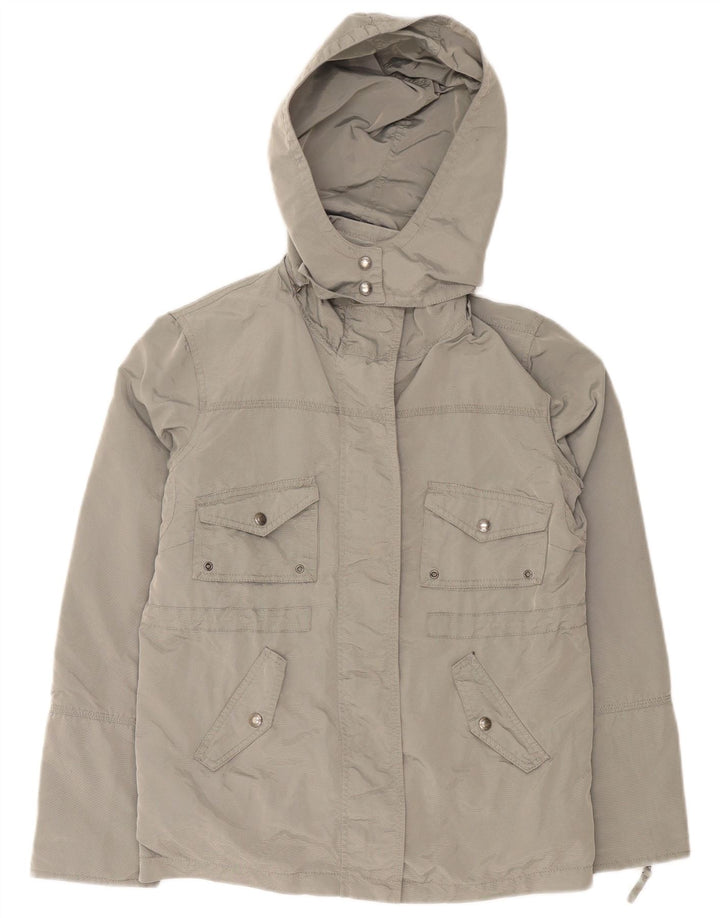 Calvin Klein Jeans Womens Hooded Utility Jacket UK 14 Medium Grey