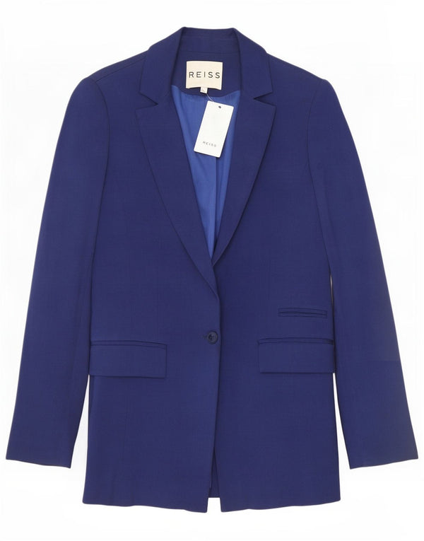Reiss Womens 1 Button Blazer Jacket UK 8 Small Blue Viscose