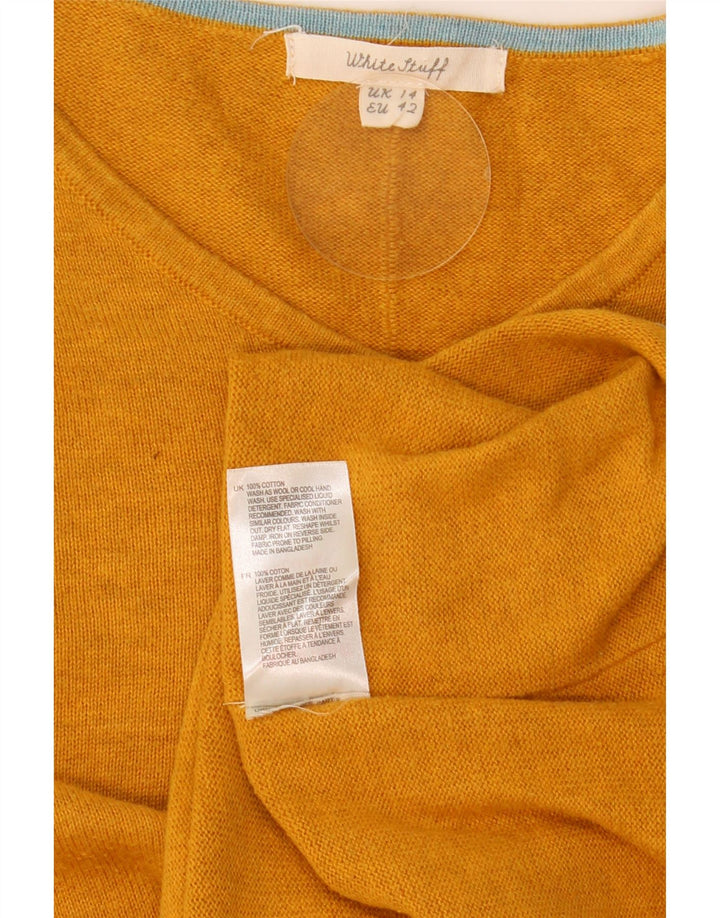 White Stuff Womens Top Long Sleeve UK 14 Large Yellow Cotton