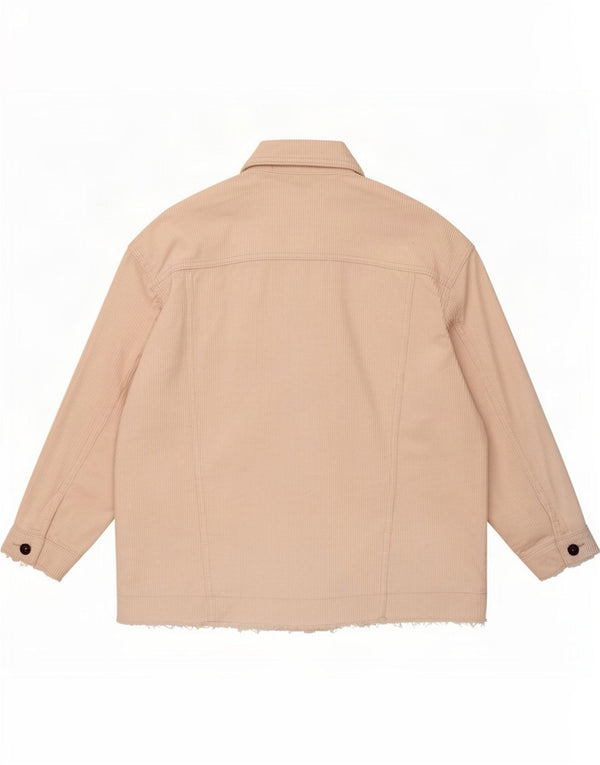 Zara Womens Oversized Corduroy Jacket UK 14 Medium Off White Cotton