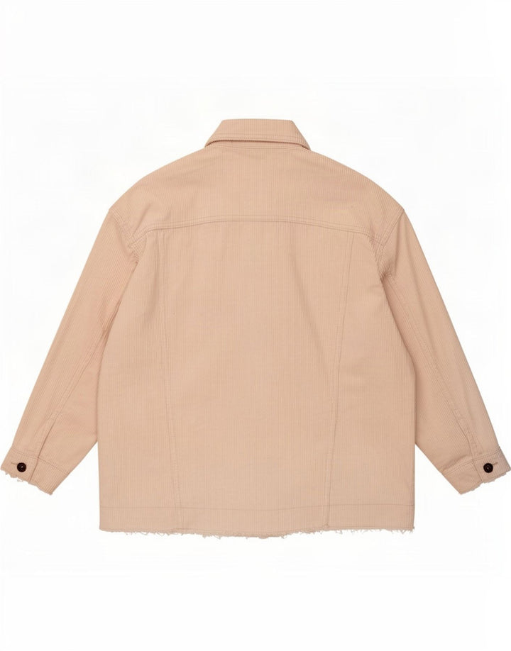 Zara Womens Oversized Corduroy Jacket UK 14 Medium Off White Cotton