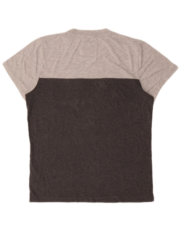 Abercrombie & Fitch Mens Muscle T-Shirt Top Large Grey Colourblock Cotton