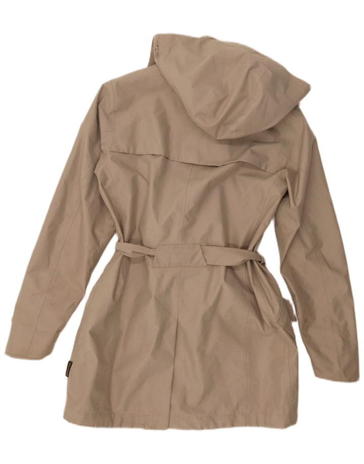 Jack Wolfskin Womens Hooded Trench Coat UK 8/10 Small Beige Polyester