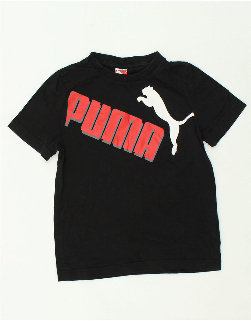 PUMA Boys Graphic T-Shirt Top 9-10 Years Medium Black Cotton | Vintage Puma | Thrift | Second-Hand Puma | Used Clothing | Messina Hembry 