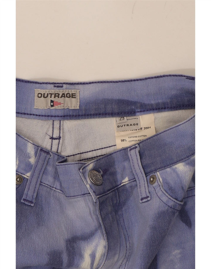 OUTRAGE Womens Slim Jeans W29 L30 Blue Floral Cotton Vintage Outrage and Second-Hand Outrage from Messina Hembry 