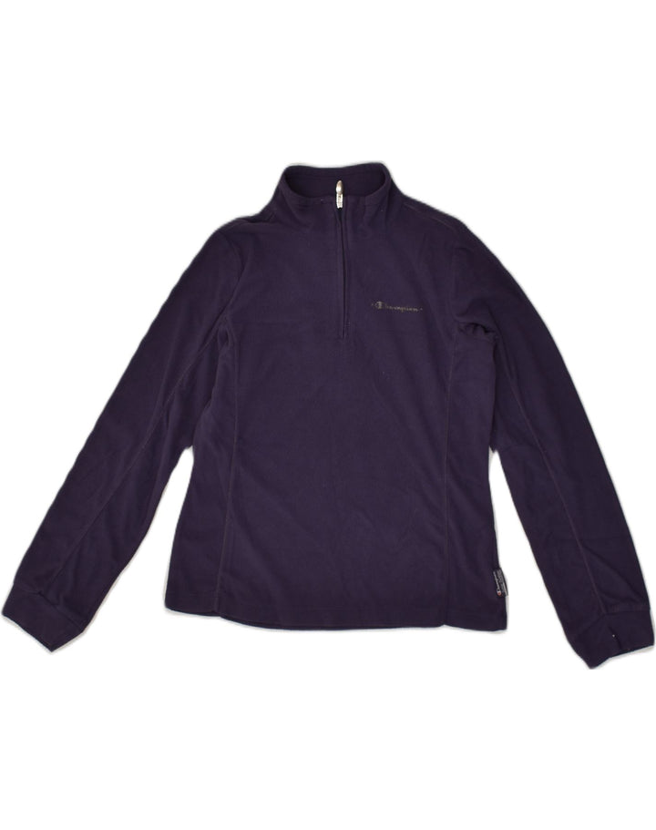 CHAMPION Girls Zip Neck Fleece Jumper 11-12 Years Large Purple Polyester | Vintage Champion | Thrift | Second-Hand Champion | Used Clothing | Messina Hembry 