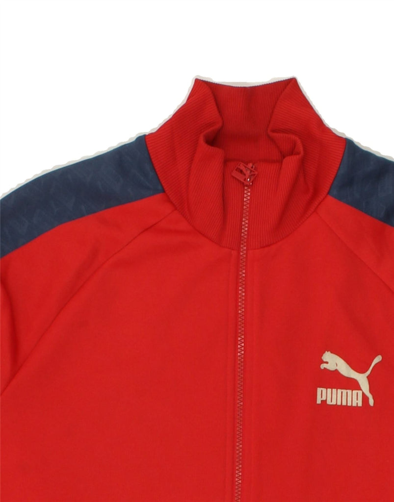 PUMA Mens Tracksuit Top Jacket Medium Red Colourblock Polyester | Vintage Puma | Thrift | Second-Hand Puma | Used Clothing | Messina Hembry 