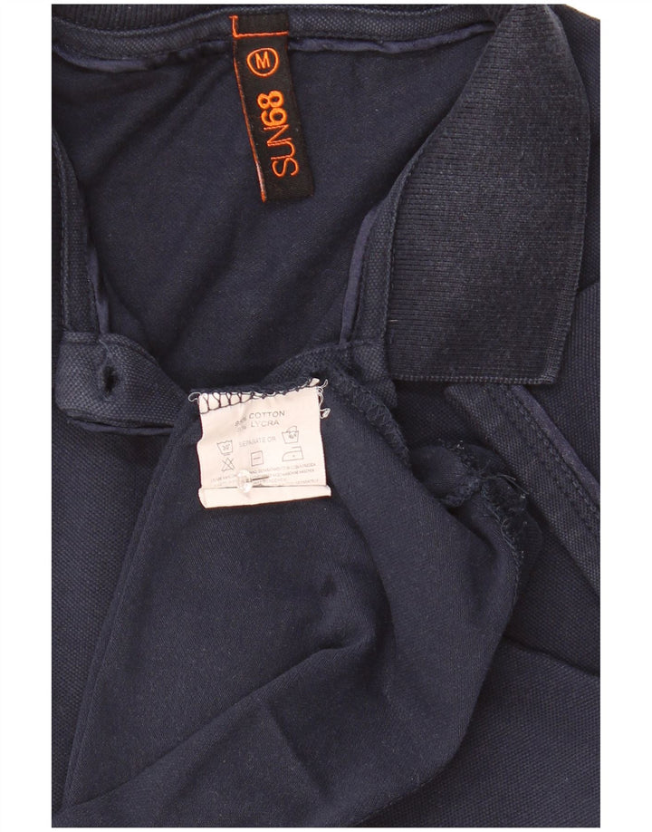 Sun68 Womens Polo Shirt UK 12 Medium Navy Blue Cotton
