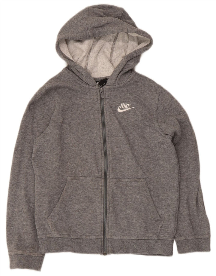 Nike Boys Zip Hoodie Sweater 10-11 Years Grey Cotton