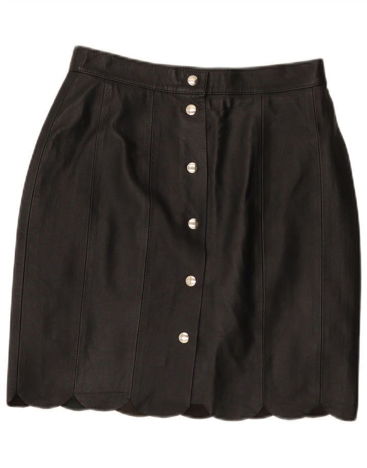 Vintage Womens Leather Pencil Skirt W28 Medium Black