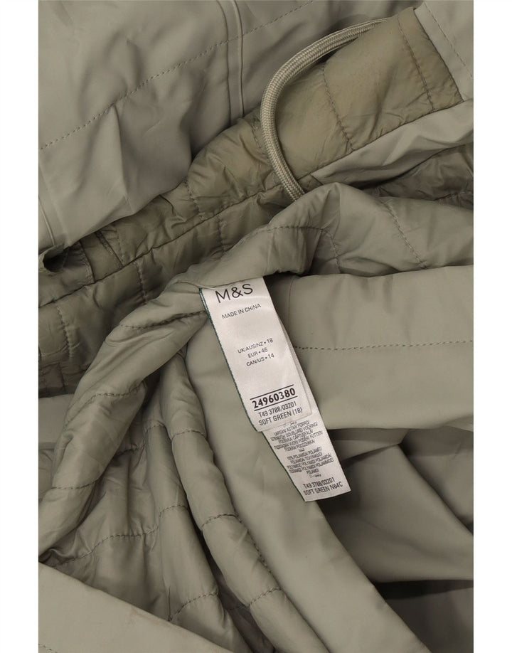 Marks & Spencer Womens Hooded Oversized Raincoat UK 18 XL Green