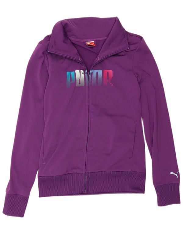 Puma Womens Graphic Tracksuit Top Jacket UK 10 Small Purple Polyester