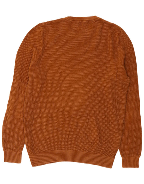 Zara Mens Crew Neck Jumper Sweater Large Brown Cotton
