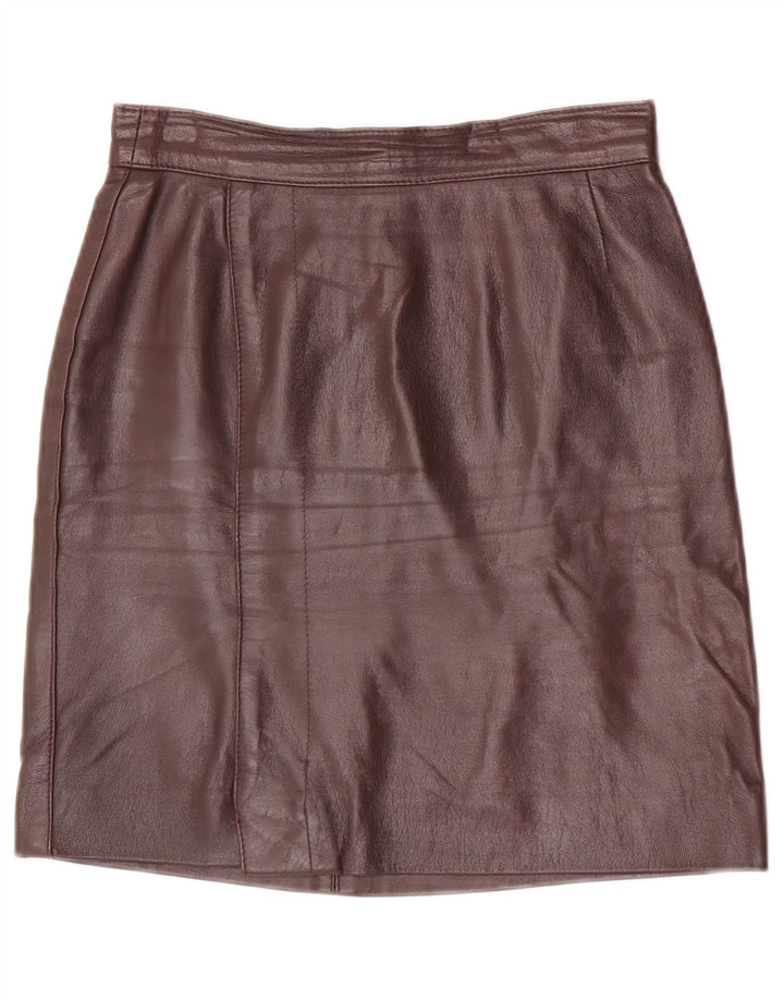 Vintage Womens Leather Skirt W25 XS Brown