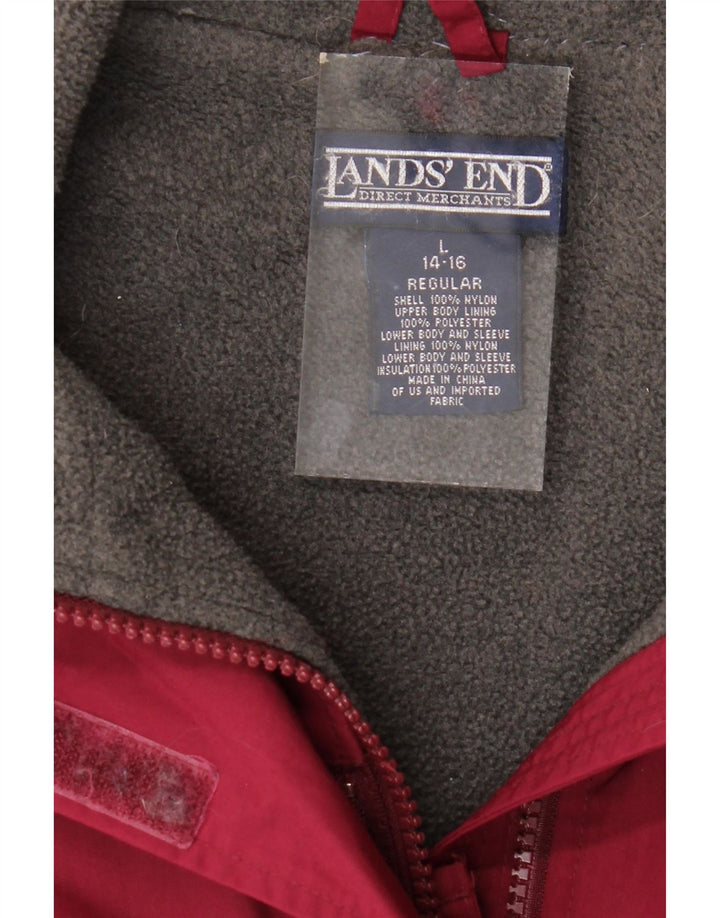 LANDS END Womens Regular Fit Windbreaker Coat UK 14/16 Large Burgundy Vintage Lands End and Second-Hand Lands End from Messina Hembry 