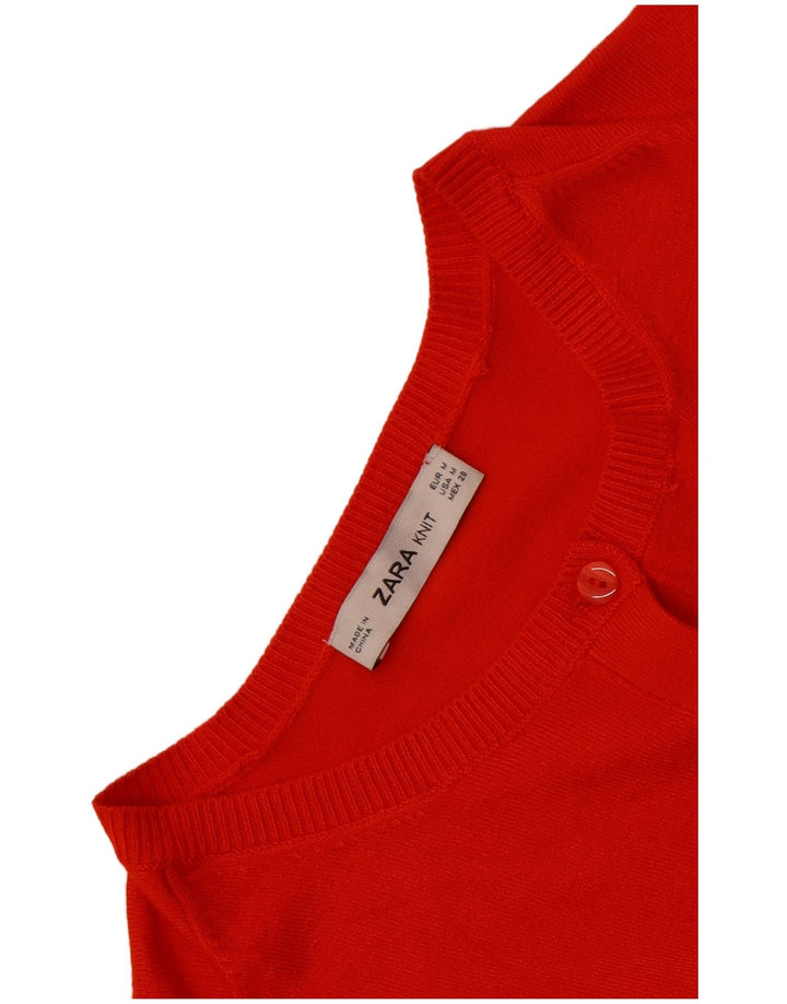 Zara Womens Cardigan Sweater UK 14 Medium Orange