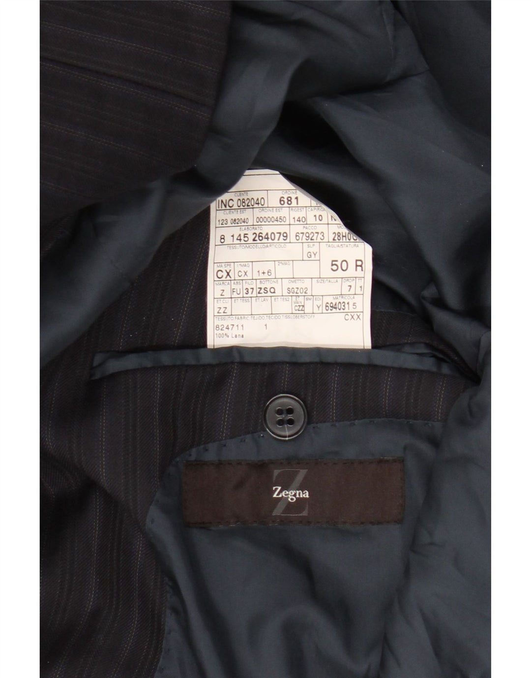 Zegna Mens 3 Button Blazer Jacket IT 50 Large Navy Blue Pinstripe Wool