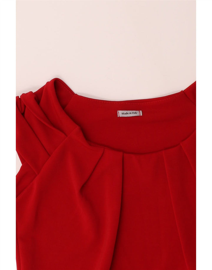 VINTAGE Womens Sleeveless Basic Dress UK 14 Large Red Polyester Vintage Vintage and Second-Hand Vintage from Messina Hembry 