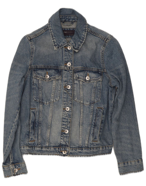 Marks & Spencer Womens Denim Jacket UK 10 Small Blue Cotton