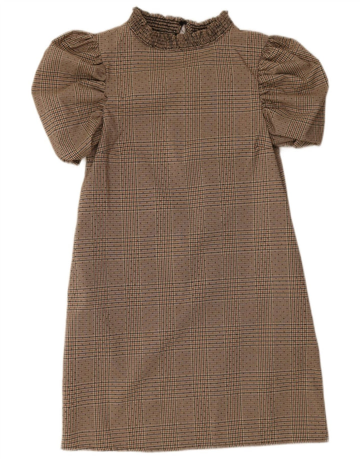 Zara Womens Basic Dress UK 6 XS Beige Houndstooth