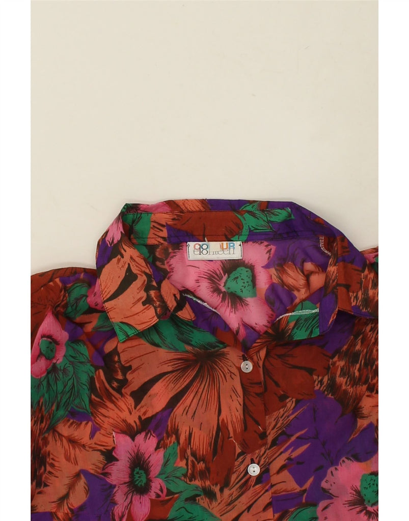 VINTAGE Womens Short Sleeve Shirt UK 16 Large Multicoloured Floral Cotton | Vintage Vintage | Thrift | Second-Hand Vintage | Used Clothing | Messina Hembry 