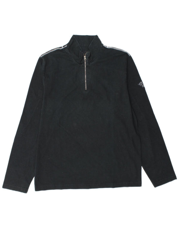 Gas Mens Zip Neck Top Long Sleeve XL Black Cotton