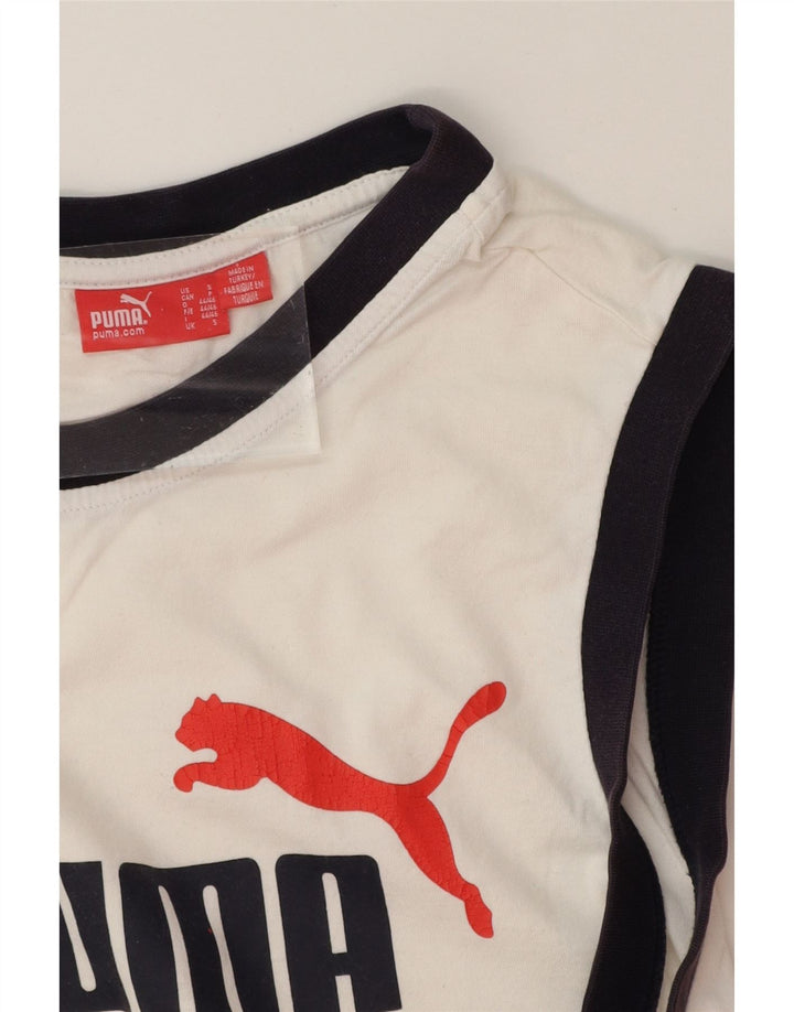 PUMA Mens Graphic Vest Top Small White Vintage Puma and Second-Hand Puma from Messina Hembry 