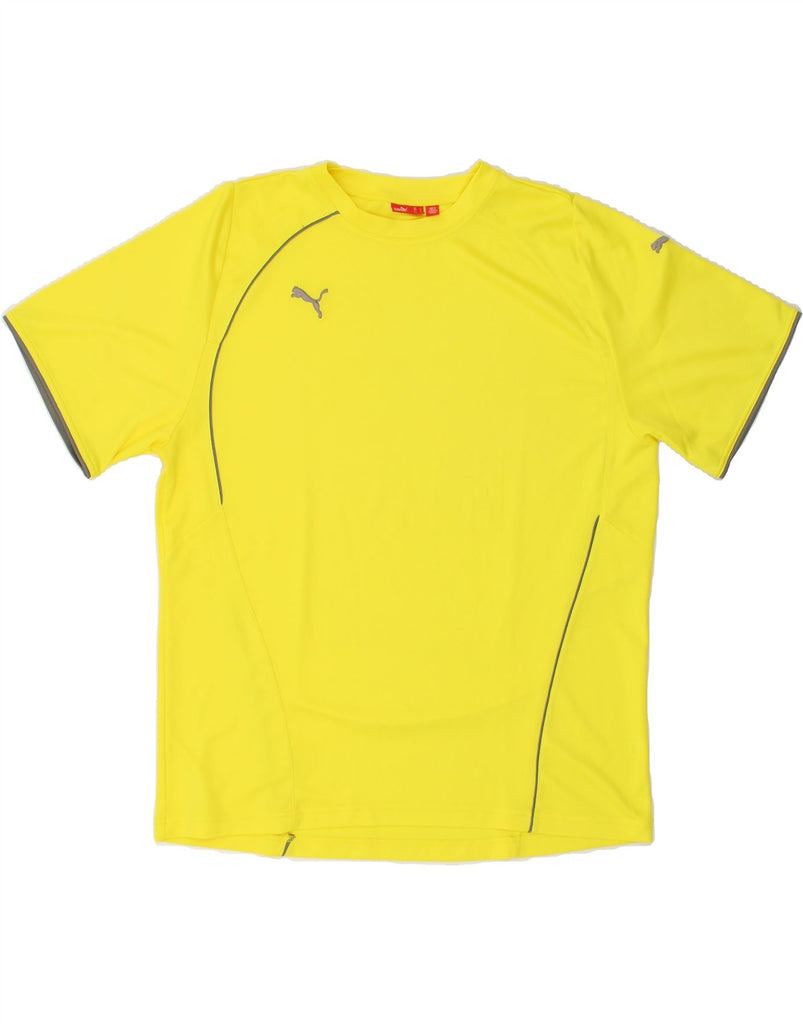 PUMA Mens T-Shirt Top Large Yellow | Vintage Puma | Thrift | Second-Hand Puma | Used Clothing | Messina Hembry 