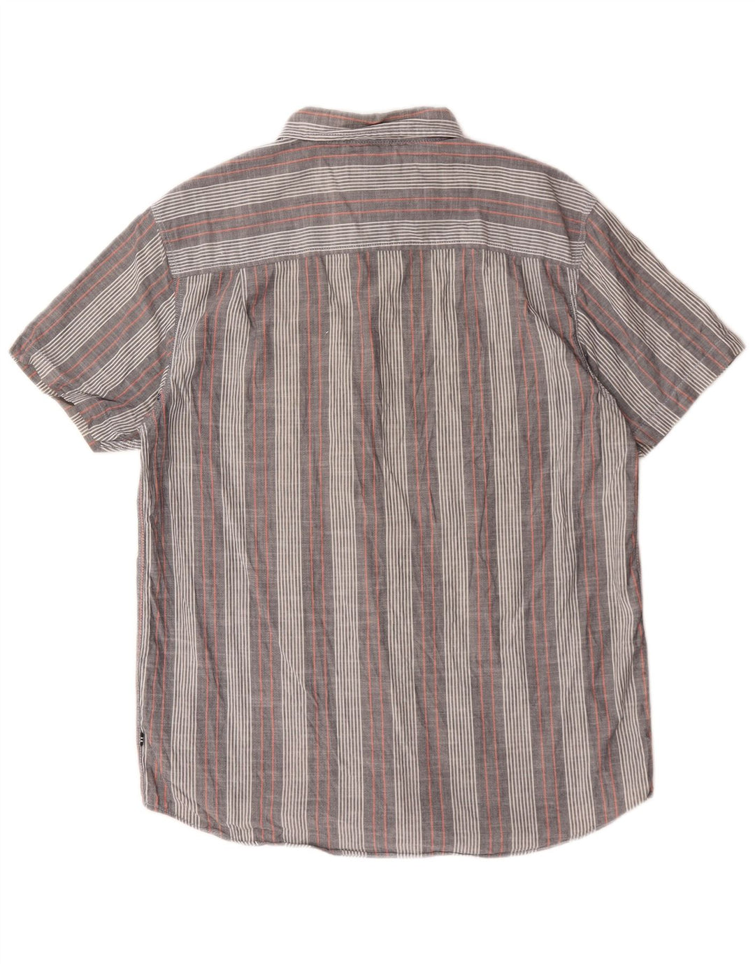 Nautica Mens Short Sleeve Shirt Medium Grey Striped Cotton