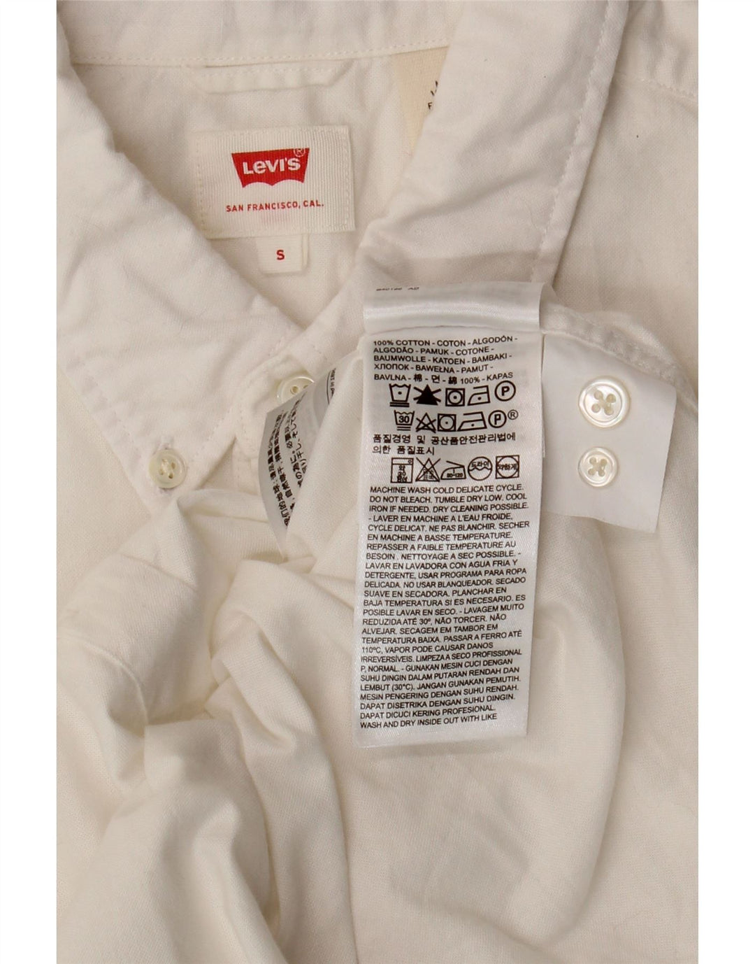 Levi's Mens Shirt Small White Cotton