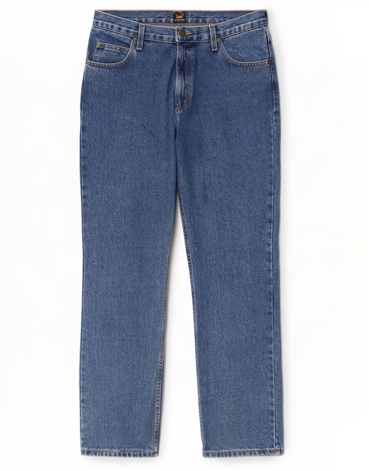 Lee Mens Brooklyn Straight Jeans W34 L32 Blue Cotton