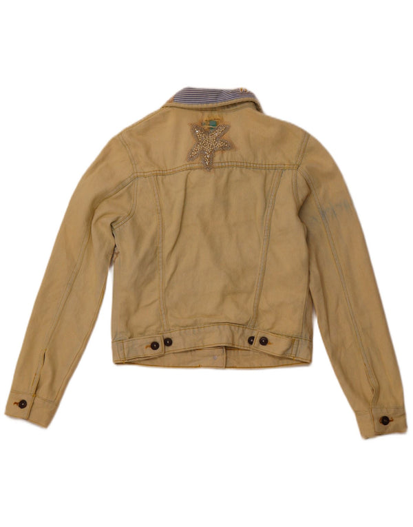 ANTICA SARTORIA BY GIACOMO CINQUE Womens Denim Jacket UK 10 Small Yellow