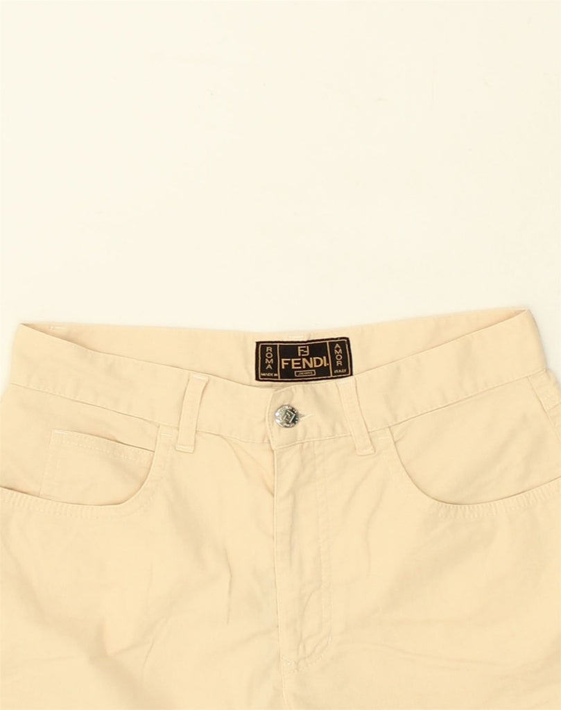 FENDI Womens Straight Capri Trousers W26 L16 Beige Cotton | Vintage Fendi | Thrift | Second-Hand Fendi | Used Clothing | Messina Hembry 