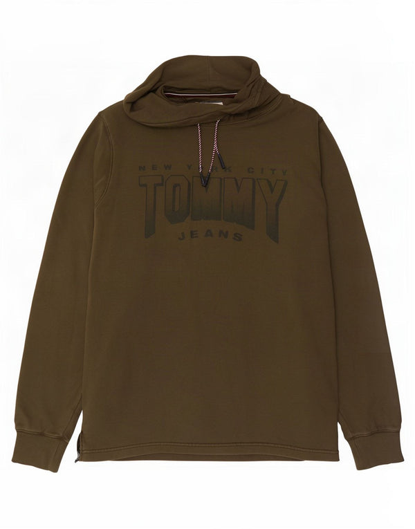 Tommy Hilfiger Mens Graphic Roll Neck Sweatshirt Jumper XL Khaki Cotton