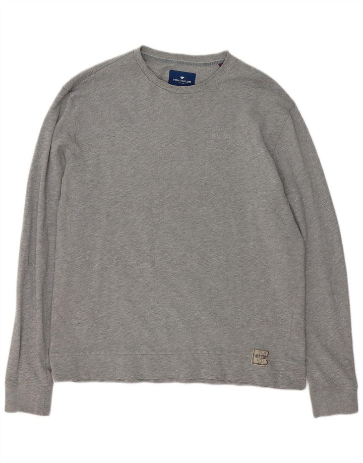 Tom Tailor Mens Sweatshirt Jumper 2XL Grey Flecked Cotton