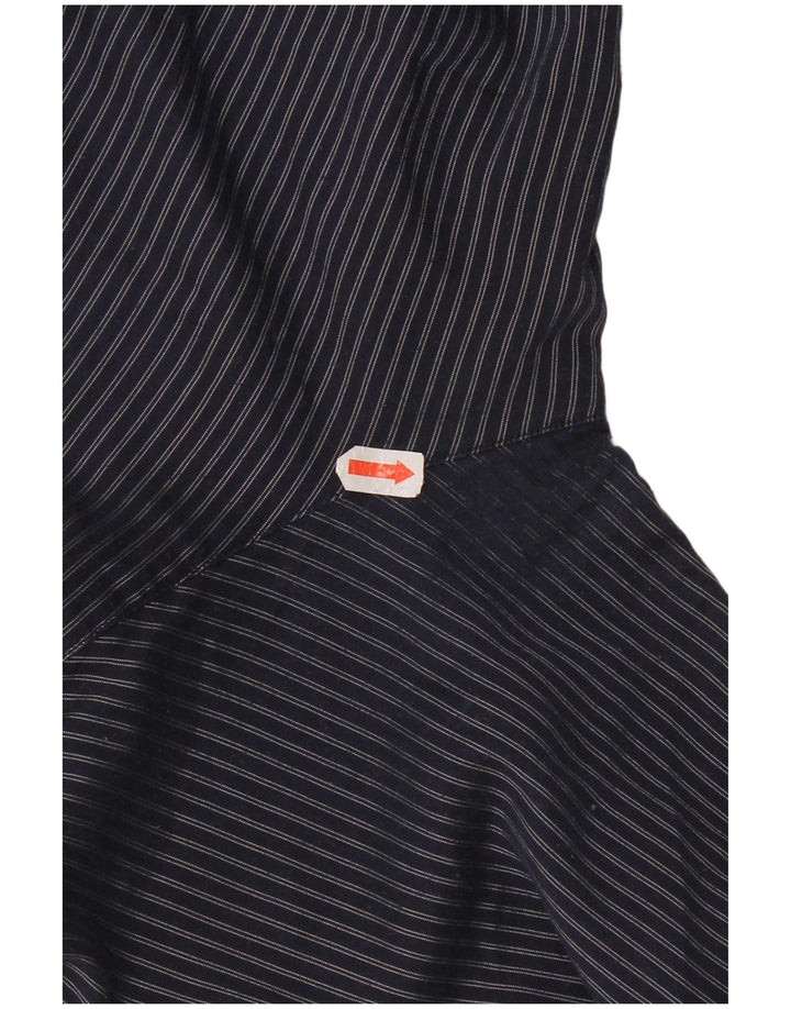 Armani Mens Checked  Regular Fit Shirt Large Navy Blue Striped Polyester