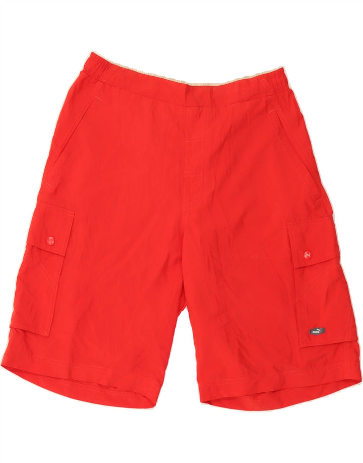 PUMA Womens Cargo Shorts Medium W32  Red Polyester Vintage Puma and Second-Hand Puma from Messina Hembry 