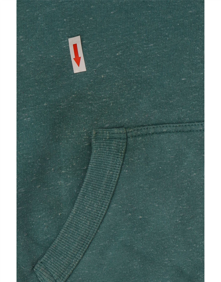 Superdry Mens Zip Hoodie Sweater Medium Green Flecked Cotton